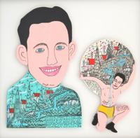 Howard Finster Painting, Double Self Portrait - Sold for $2,125 on 11-06-2021 (Lot 204).jpg
